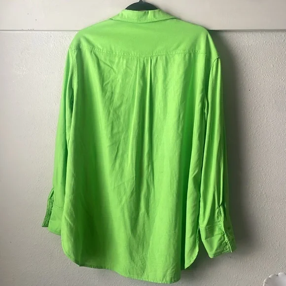 Vintage The Limited linen blend neon green oversized long sleeve button down - Picture 6 of 6